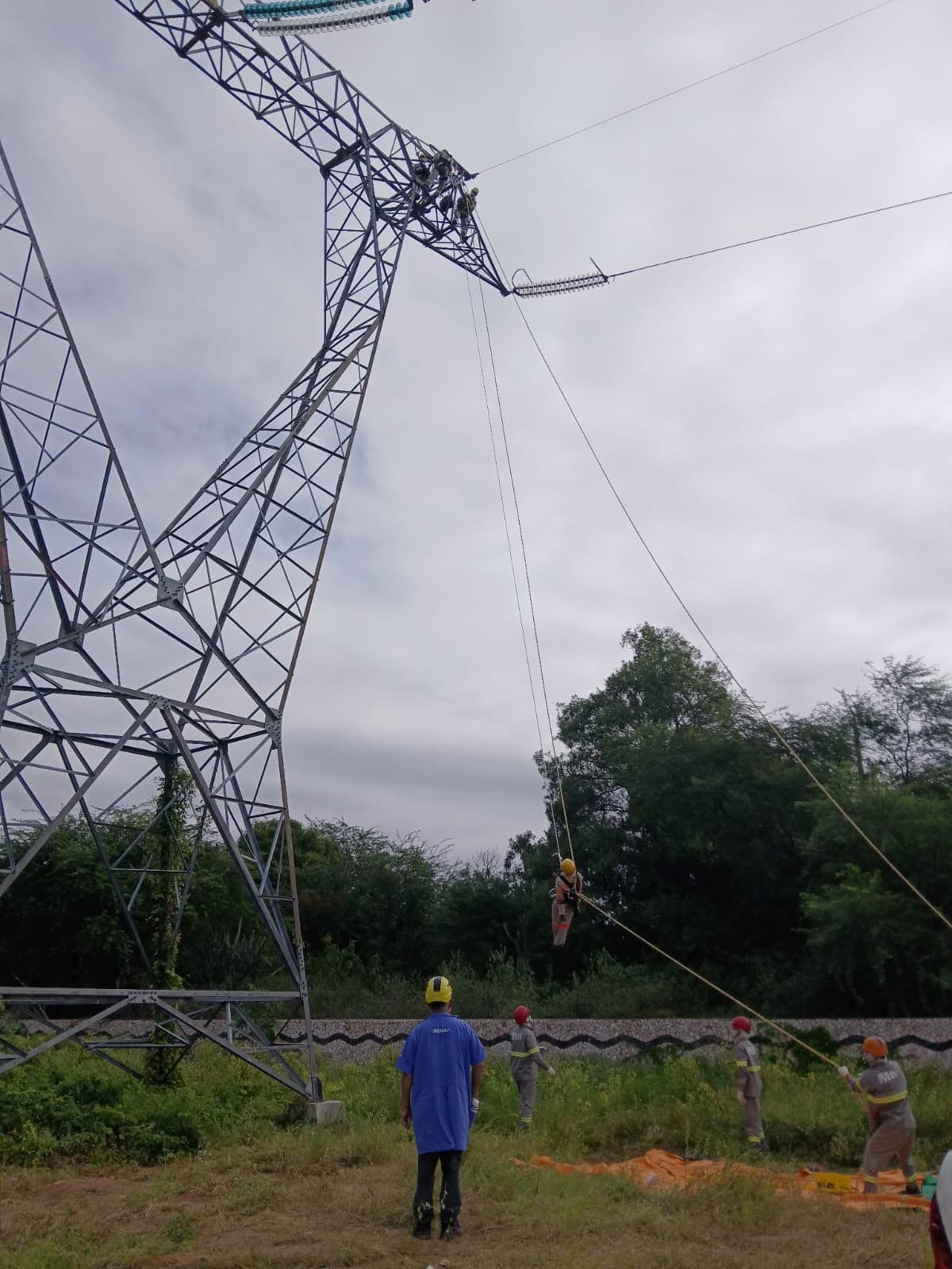 Profissional em atividade técnica em rede elétrica